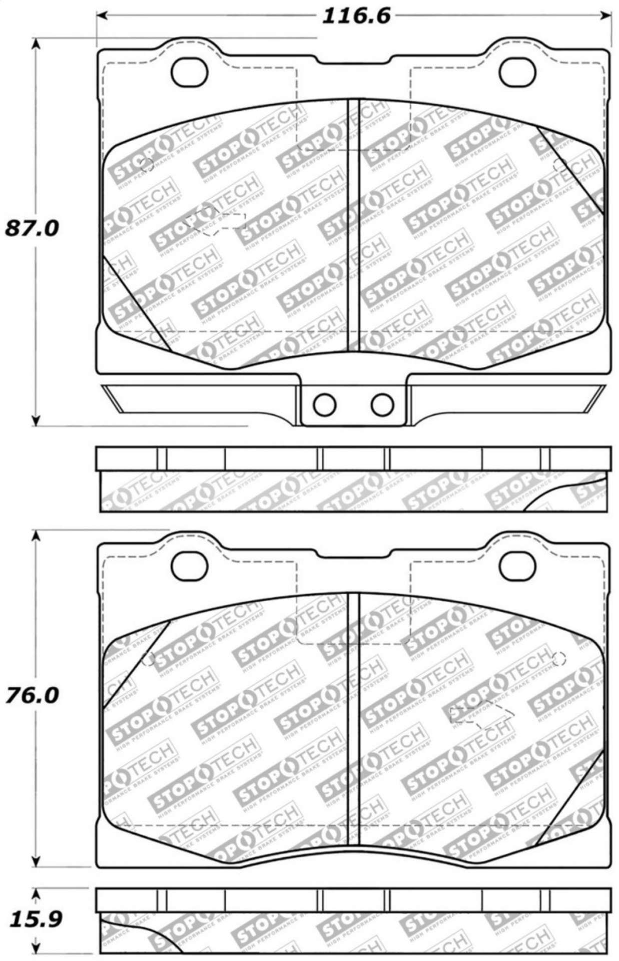 Picture of StopTech 05-12 Acura RL Street Select Front Brake Pads