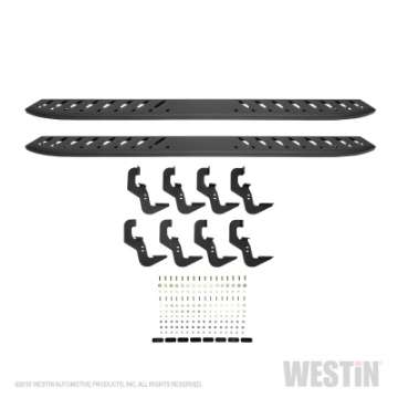 Picture of Westin 2019 Chevrolet Silverado-Sierra 1500 Crew Cab Thrasher Running Boards - Textured Black