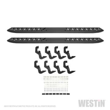 Picture of Westin 2019 Chevrolet Silverado-Sierra 1500 Crew Cab Thrasher Running Boards - Textured Black