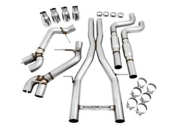 Picture of AWE Tuning 16-19 Chevy Camaro SS Resonated Cat-Back Exhaust -Track Edition Quad Chrome Silver Tips