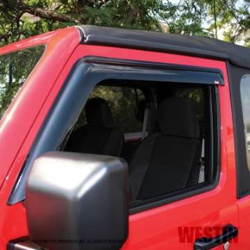 Picture of Westin 2018-2019 Jeep Wrangler JL Wade Slim Wind Deflector 2pc - Smoke