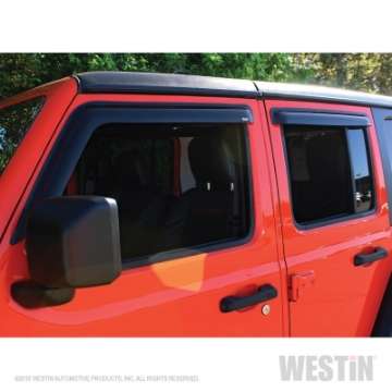 Picture of Westin 2018-2019 Jeep Wrangler JL Unlimited Wade Slim Wind Deflector 4pc - Smoke