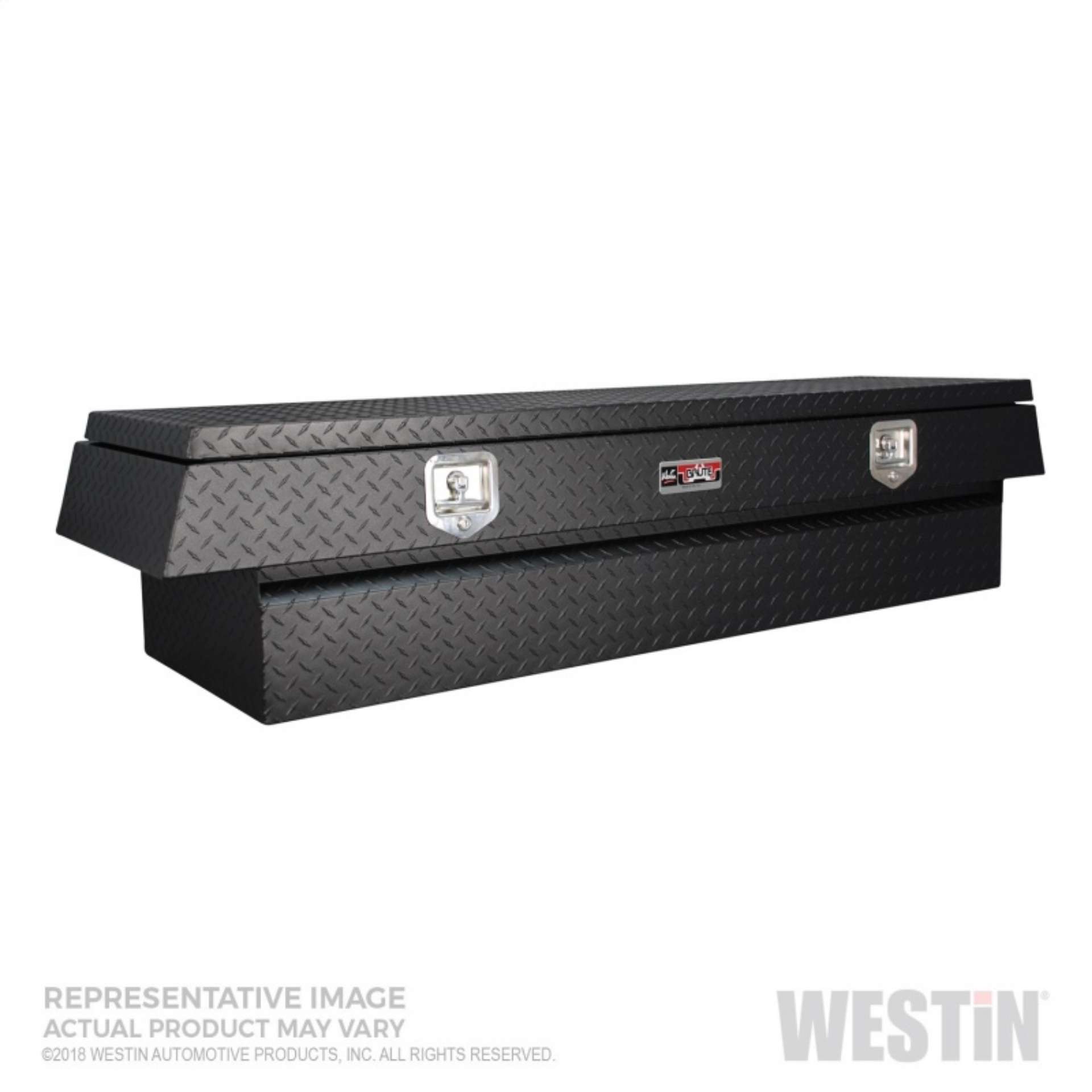 Picture of Westin-Brute V Shape Goose Neck 5th Wheel 57in Tailgate Box 1 Drawer-2 Swing Doors - Textured Black