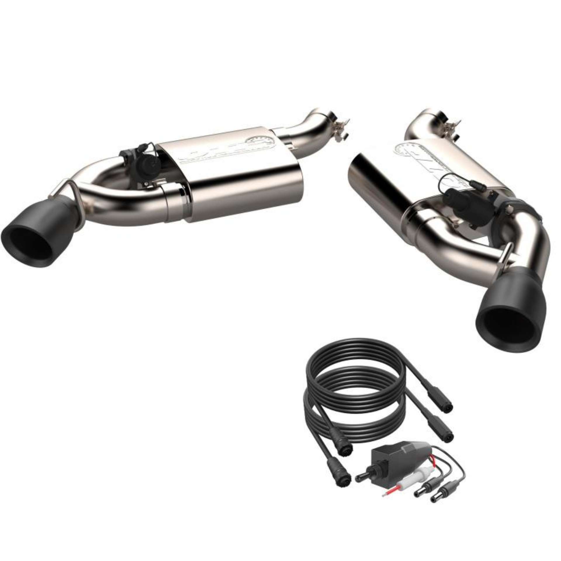 Picture of QTP 16-18 Chevrolet Camaro SS 6-2L 304SS Screamer Axle Back Exhaust w-3-5in Dual Black Tips