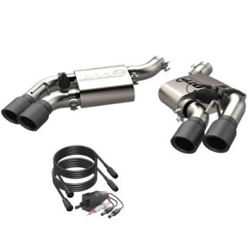 Picture of QTP 16-18 Chevrolet Camaro SS 6-2L 304SS Screamer Axle Back Exhaust Tip w-3-5in Quad Black Tips