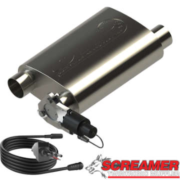 Picture of QTP 2-5in Weld-On 304SS Screamer Muffler w-Bolt-On QTEC Electric Cutout