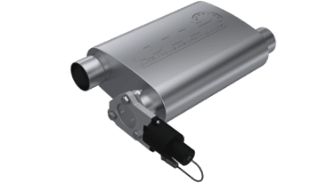 Picture of QTP 2-5in Weld-On 304SS Reverse Screamer Muffler w-Bolt-On QTEC Electric Cutout