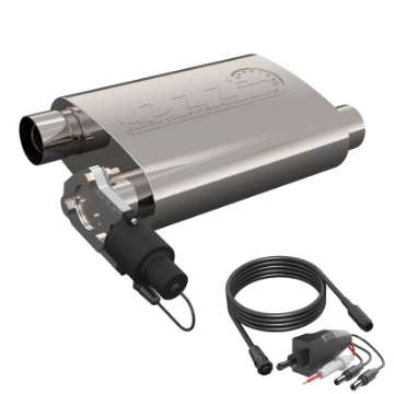 Picture of QTP 2-5in Weld-On 304SS Reverse Screamer Muffler w-Bolt-On QTEC Electric Cutout