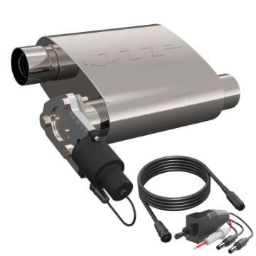 Picture of QTP 2-5in Weld-On 304SS Screamer Muffler Short Case w-Bolt-On QTEC Electric Cutout