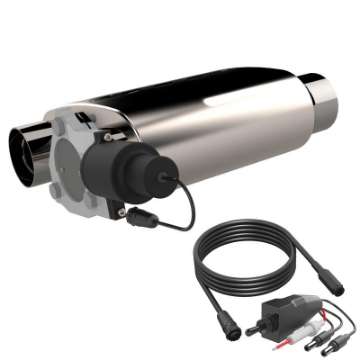 Picture of QTP 3in Weld-On Reverse 304SS Screamer Muffler Short Case w-Bolt-On QTEC Electric Cutout