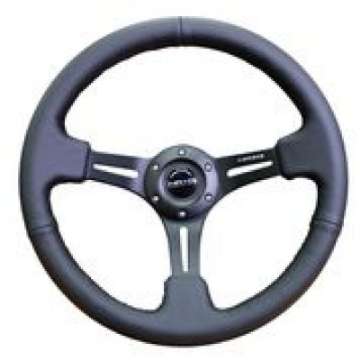 Picture of NRG Reinforced Steering Wheel 350mm - 3in- Deep Black Leather w- Black Stitching