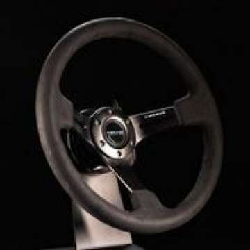 Picture of NRG Reinforced Steering Wheel 350mm - 3in- Deep Black Leather w- Alcantara Stitching