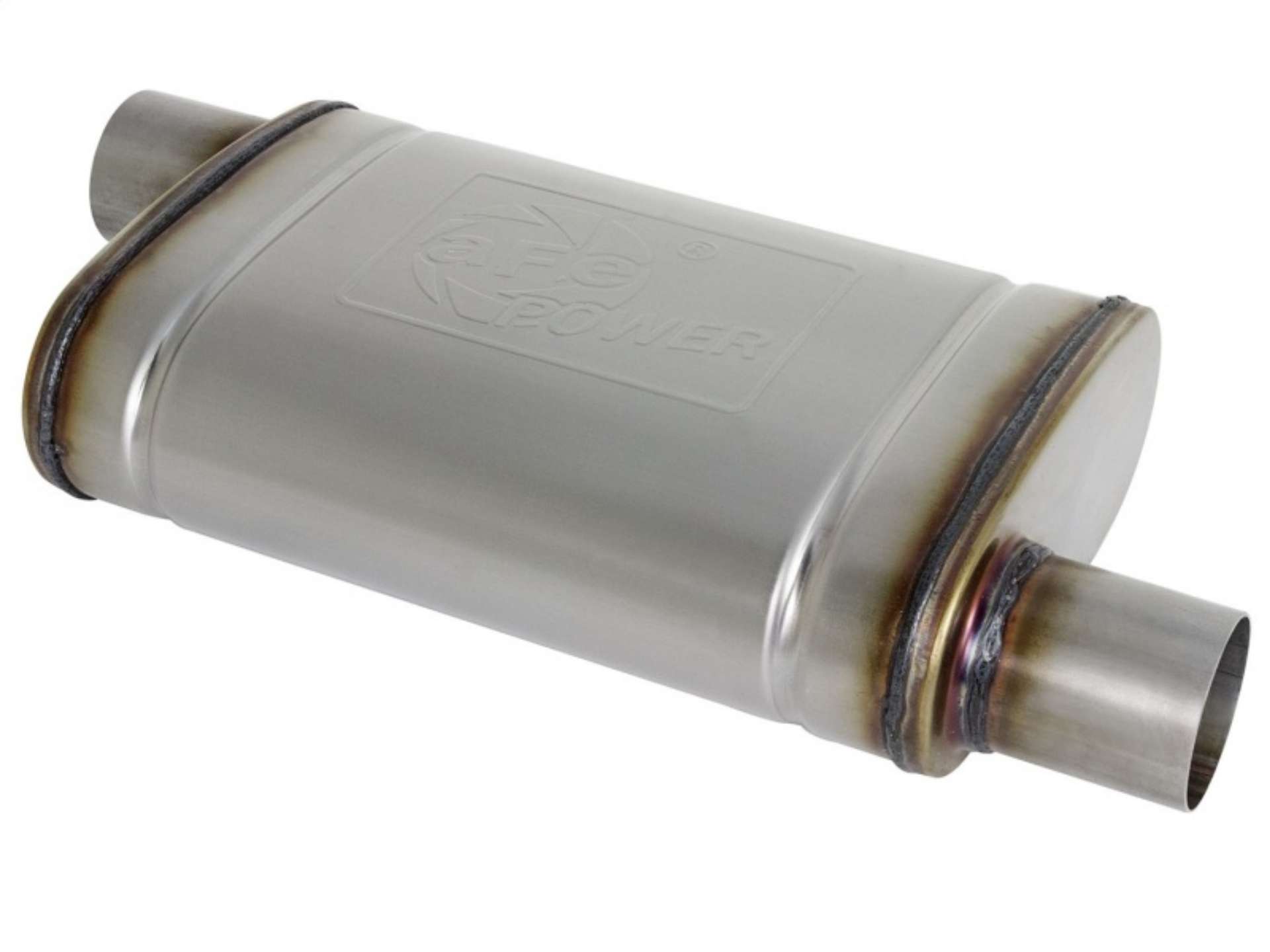 Picture of aFe MACH Force-Xp 409 SS Muffler 2-5in Offset Inlet-2-5in Offset Outlet 14in L x 9in W x 4in H Body