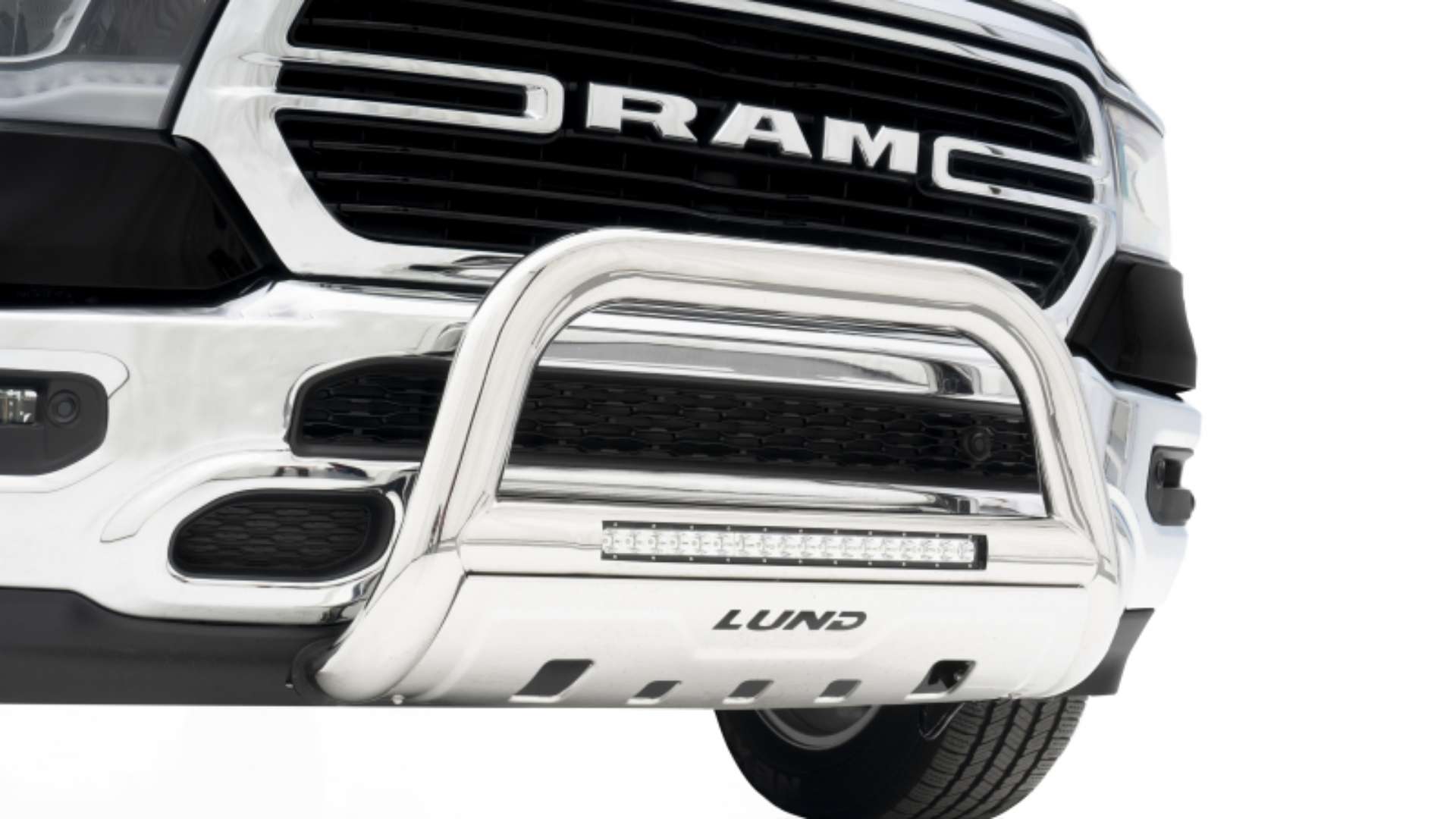 Picture of Lund 2019 RAM 1500 Bull Bar w-Light & Wiring - Polished