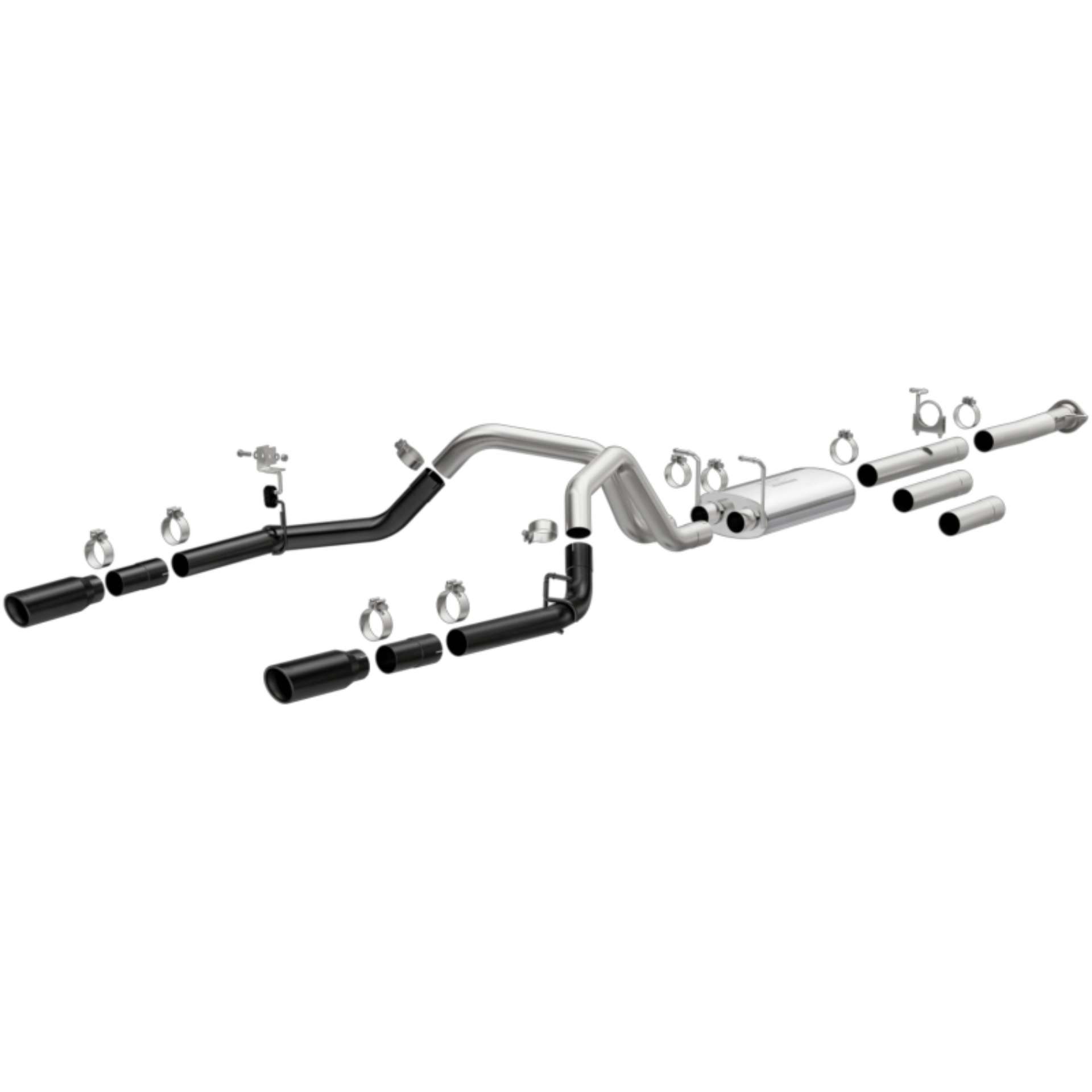 Picture of MagnaFlow 11-19 Chevrolet Silverado 2500-3500 HD V8-6-0L Dual Split Cat-Back Exhaust w-Black Tips