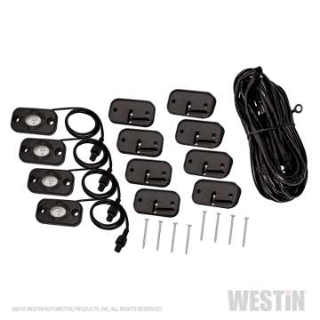 Picture of Westin Universal LED Rock Light Kit - 4 Lights - 14ft 9in Wiring Harness & Switch