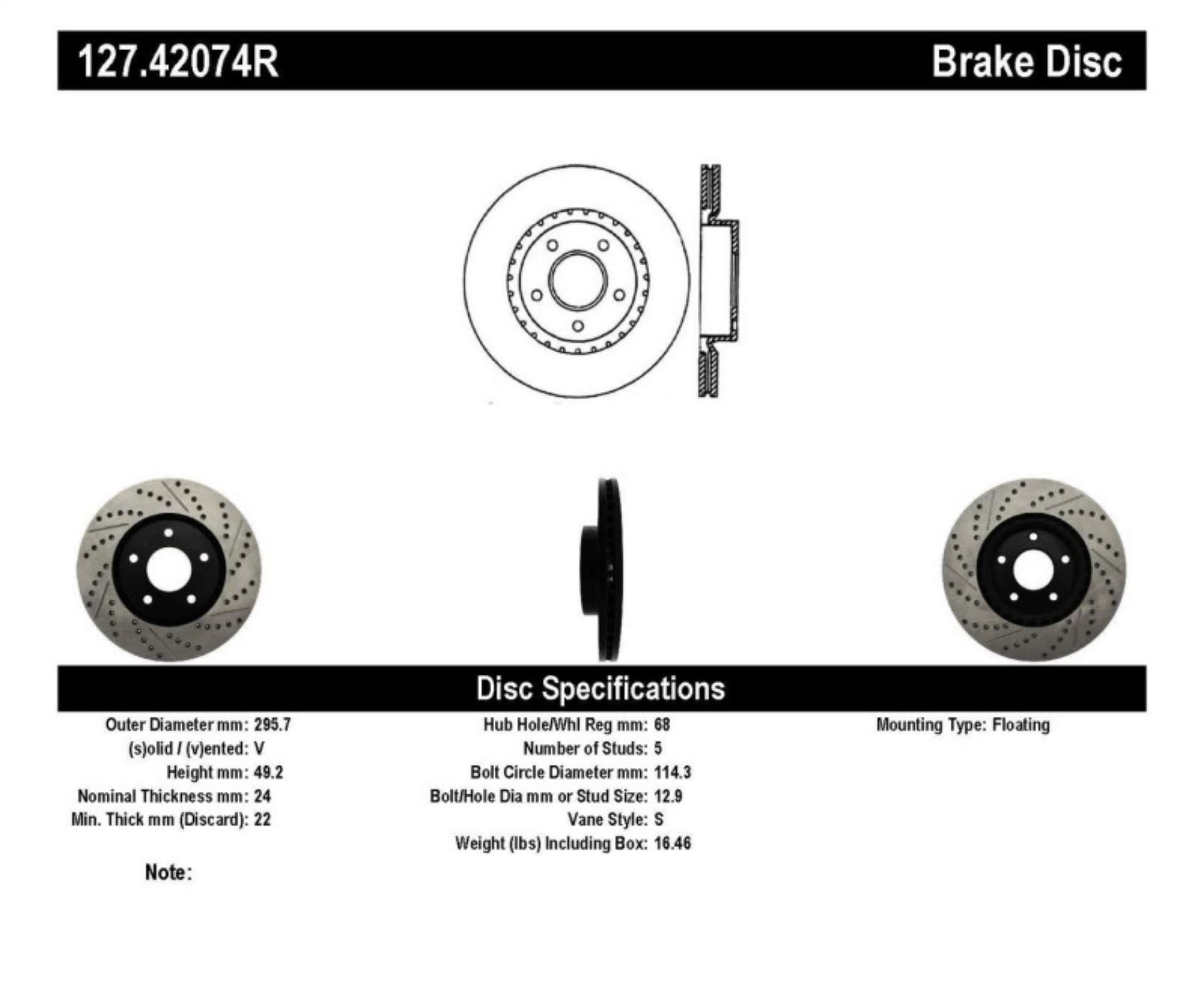 Picture of StopTech 1-02-05 Infiniti G35 alloy disc - 6-02-05 Nissan 350Z Slotted & Drilled Right Front Rotor