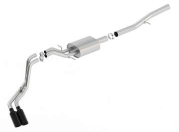 Picture of Borla 14+ Chevy Silverad1500 EC STD-CC Short 143-5in WB ATAK Cat-Back Exhaust w- Black Chrome Tip