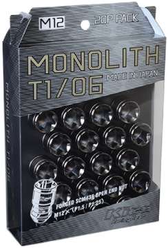 Picture of Project Kics 12 x 1-25 Glorious Black T1-06 Monolith Lug Nuts - 20 Pcs