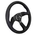 Picture of NRG Reinforced Steering Wheel 350mm - 2-5in- DeepBlk Alcantara Comfort Grip w-4mm Matte Blk Spokes