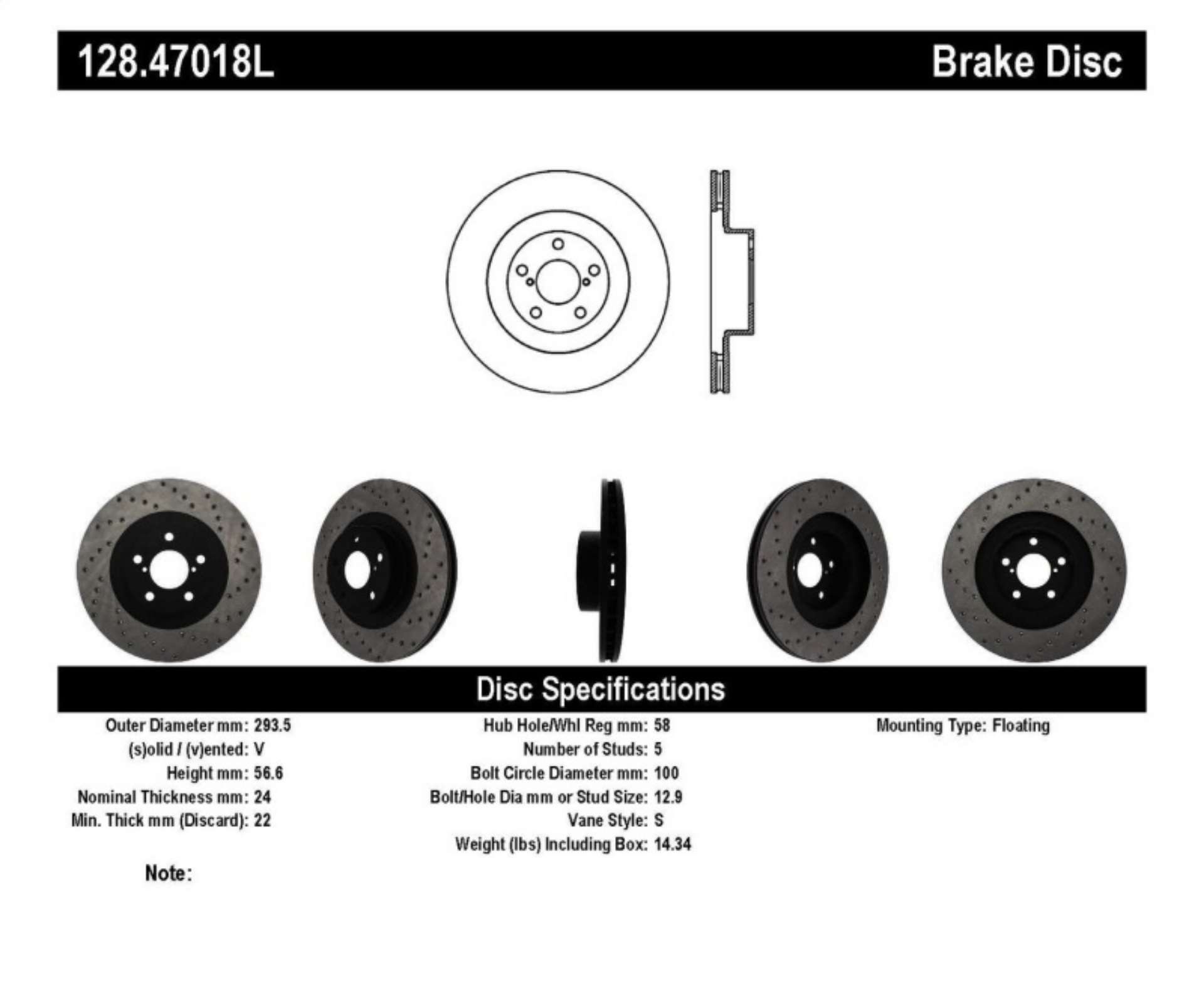 Picture of StopTech 02-10 WRX Drilled Left Front Rotor