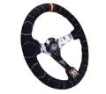 Picture of NRG Reinforced Steering Wheel 350mm - 3in- Deep Blk Suede w-Color Stitch Kyle Mohan Edition