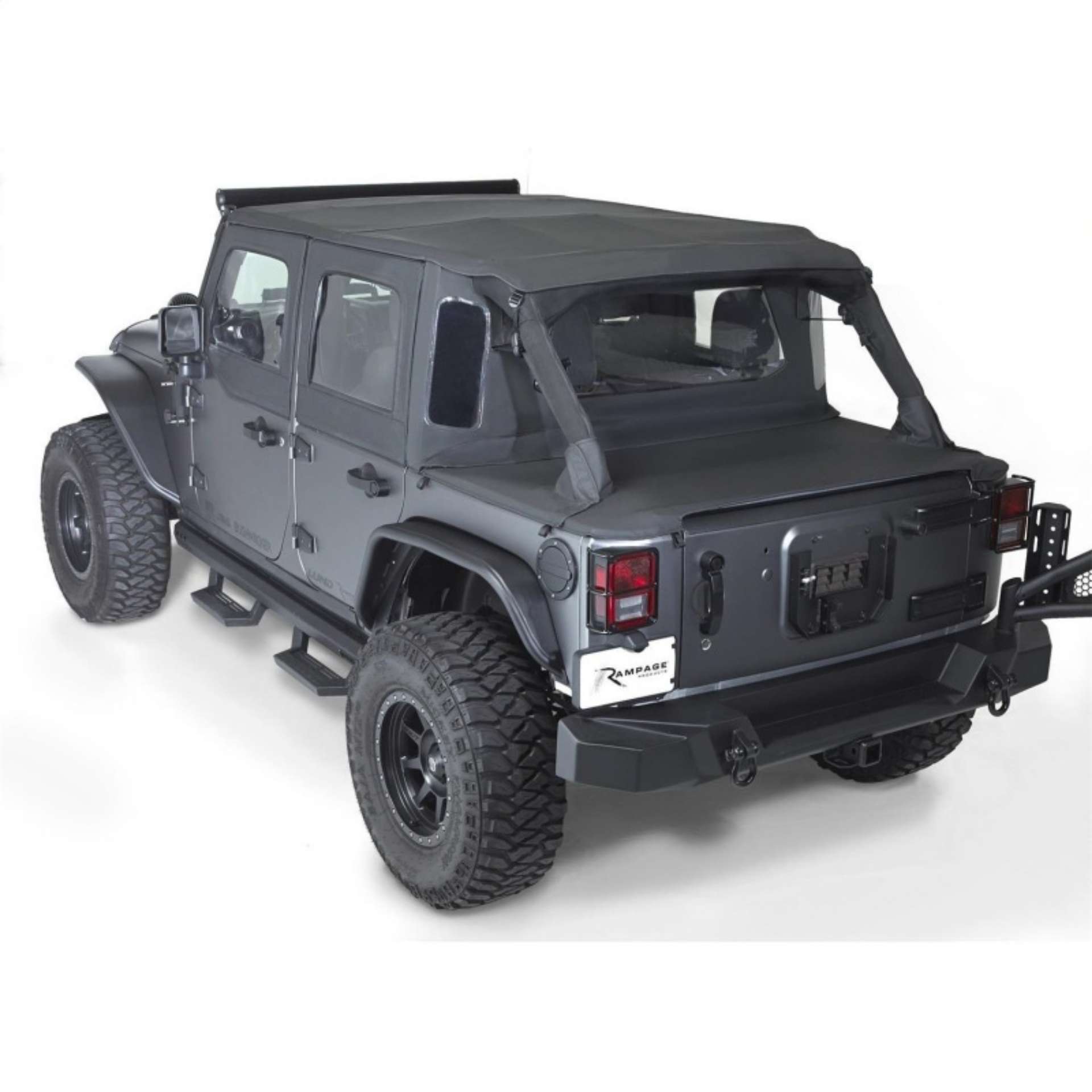 Picture of Rampage 2007-2018 Jeep WranglerJK 2-Door Trailview Tonneau Top - Black Diamond