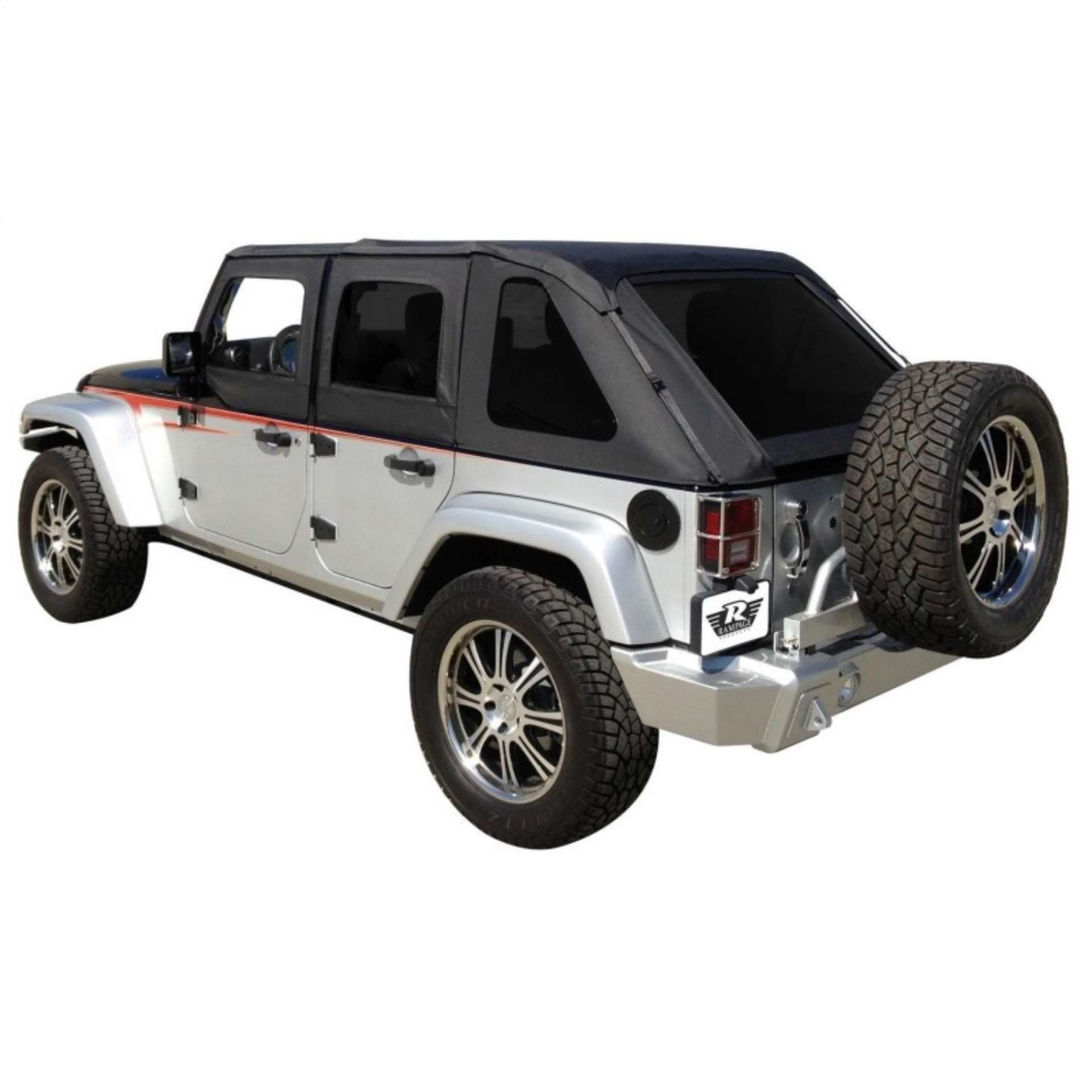 Picture of Rampage 2007-2018 Jeep WranglerJK Unlimited Frameless Soft Top Kit - Black Diamond