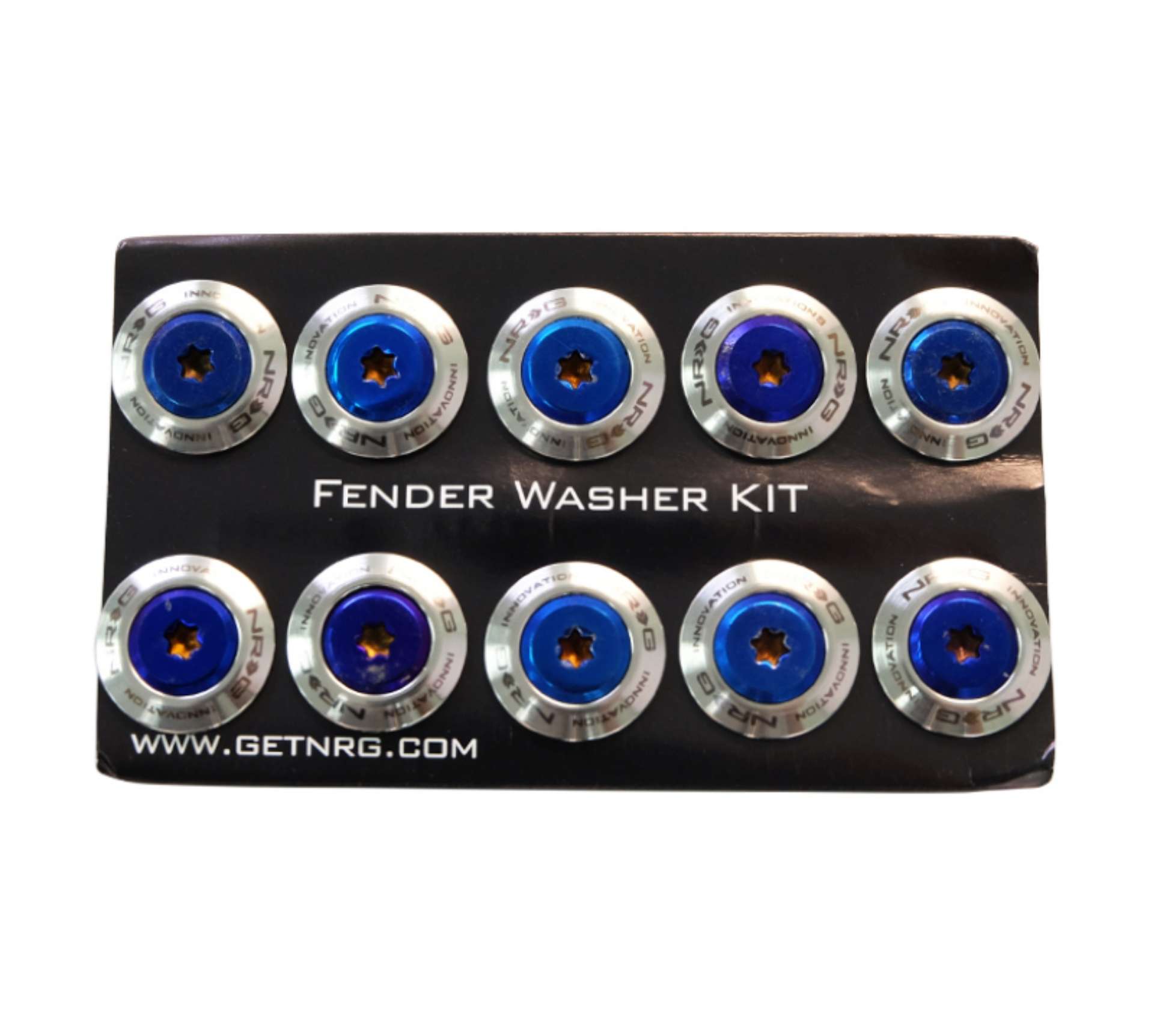 Picture of NRG Fender Washer Kit TI Series M6 Bolts-SS For Plastic Silver Washer-TI Burn Screw - Set of 10