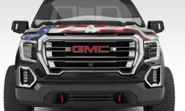 Picture of Stampede 2007-2014 GMC Yukon Excludes Hybrid Models Vigilante Premium Hood Protector - Flag