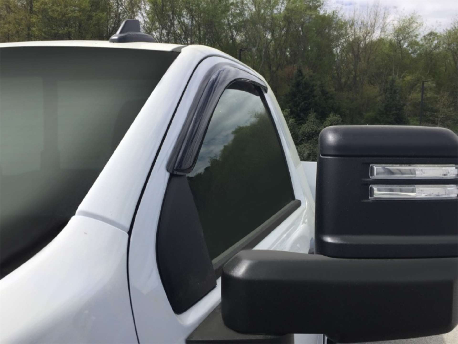 Picture of Stampede 2014-2018 Chevy Silverado 1500 Standard Cab Pickup Tape-Onz Sidewind Deflector 2pc Smoke