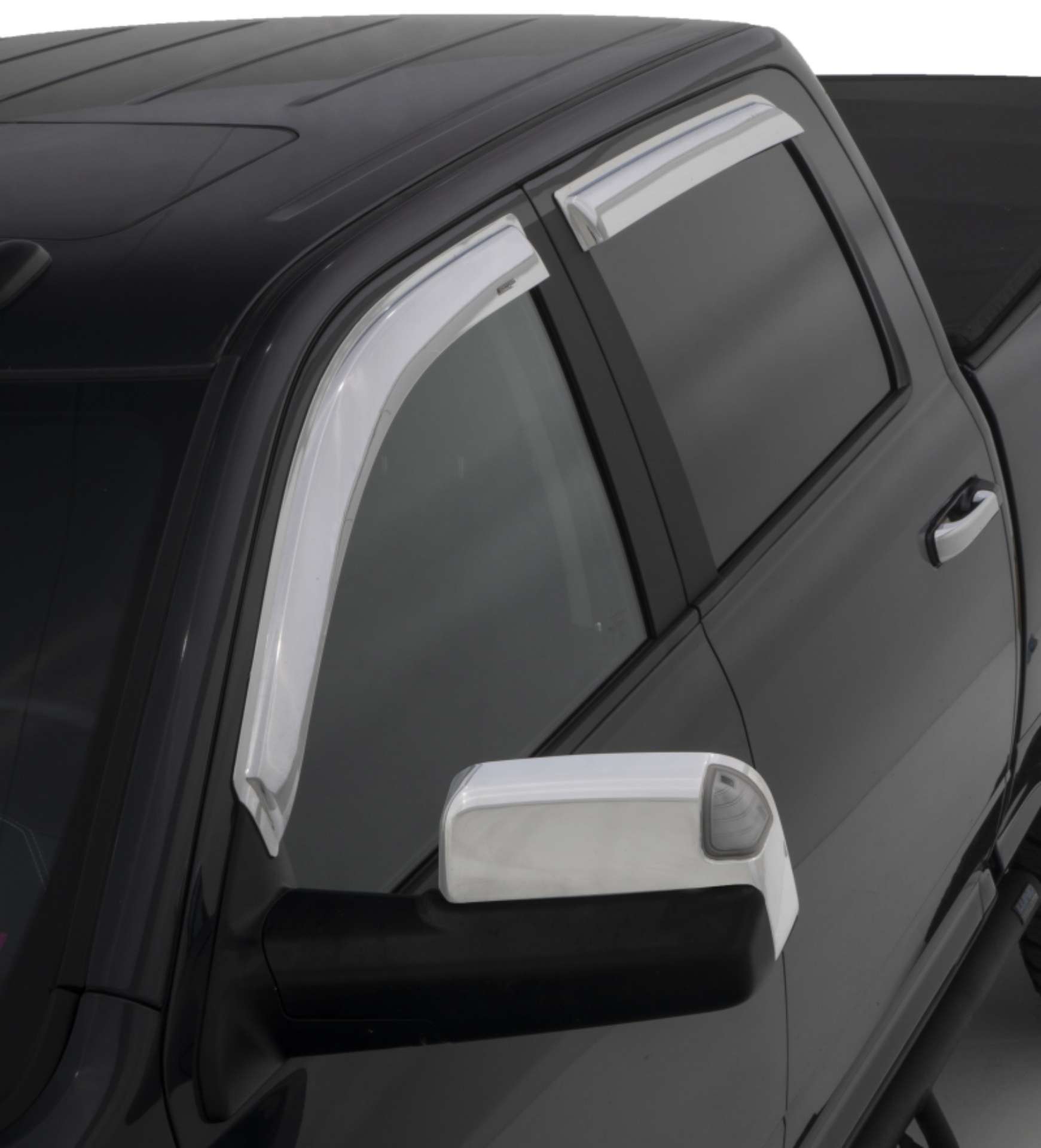 Picture of Stampede 2009-2018 Dodge Ram 1500 Crew Cab Pickup Tape-Onz Sidewind Deflector 4pc - Chrome