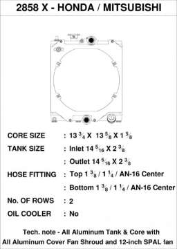 Picture of CSF Universal Half Radiator w--16AN & Slip-On Fittings-12in SPAL Fan & Shroud