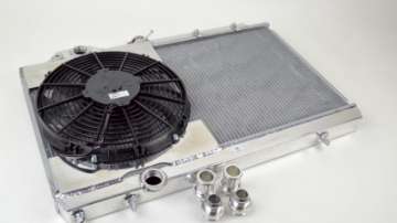 Picture of CSF 96-07 Mitsubishi Evo 4-5-6-7-8-9 Full-Slim Radiator w-12in Fan & Shroud--16AN & Slip On Fitting