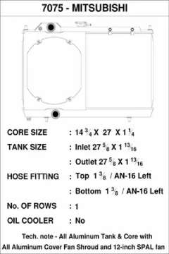 Picture of CSF 96-07 Mitsubishi Evo 4-5-6-7-8-9 Full-Slim Radiator w-12in Fan & Shroud--16AN & Slip On Fitting