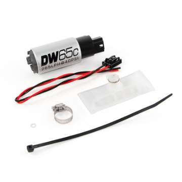 Picture of DeatschWerks 88-91 BMW 325i DW65C 265lph Compact Fuel Pump w- Install Kit w-o Mounting Clips