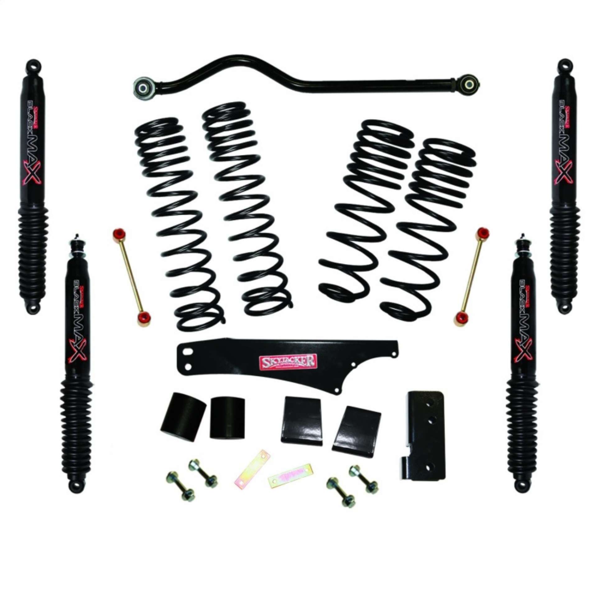 Picture of Skyjacker 2007-2018 Jeep Wrangler JK 4 Door 4WD Long Travel 3-5in-4in Lift Kit w-Black Max Shocks