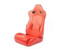 Picture of NRG Reclinable Sport Seats Pair The Arrow Red Vinyl w- Pressed NRG Logo w- Red Stitch