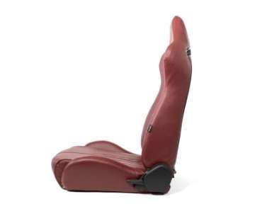 Picture of NRG Reclinable Sport Seats Pair The Arrow Maroon Vinyl w- Pressed NRG logo w- Maroon Stitch