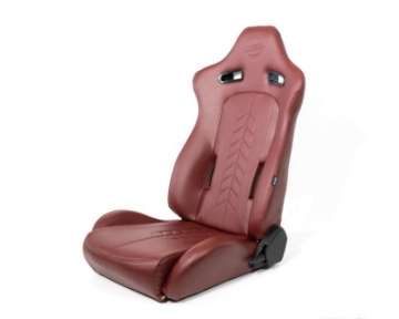 Picture of NRG Reclinable Sport Seats Pair The Arrow Maroon Vinyl w- Pressed NRG logo w- Maroon Stitch