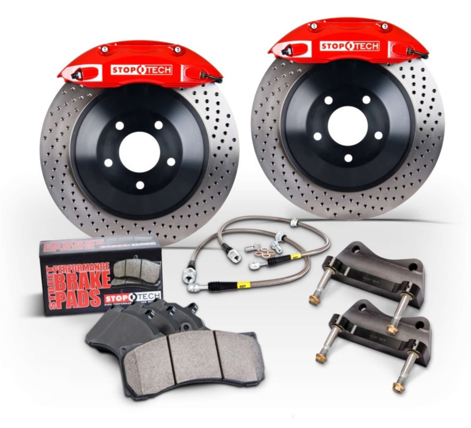 Picture of StopTech 09-17 GMC Yukon w- Red ST-60 Calipers 380x32mm Slotted Rotors Front Big Brake Kit