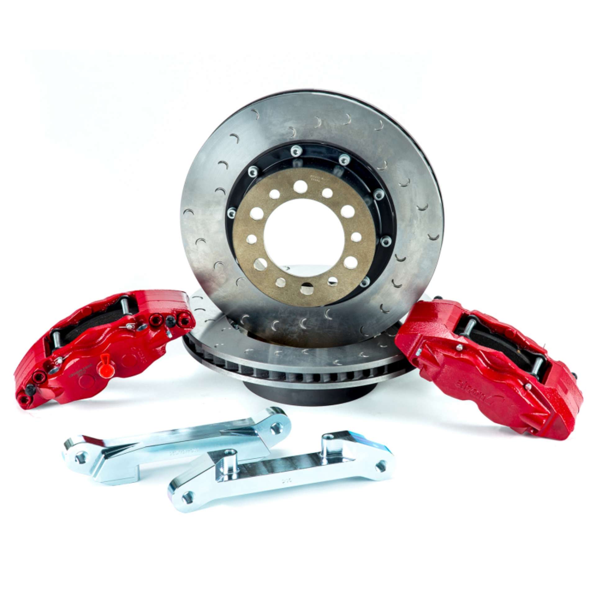 Picture of Alcon 07+ Jeep JK w- 6x5-5in Hub 357x32mm Rotor 4-Piston Red Calipers Front Brake Upgrade Kit