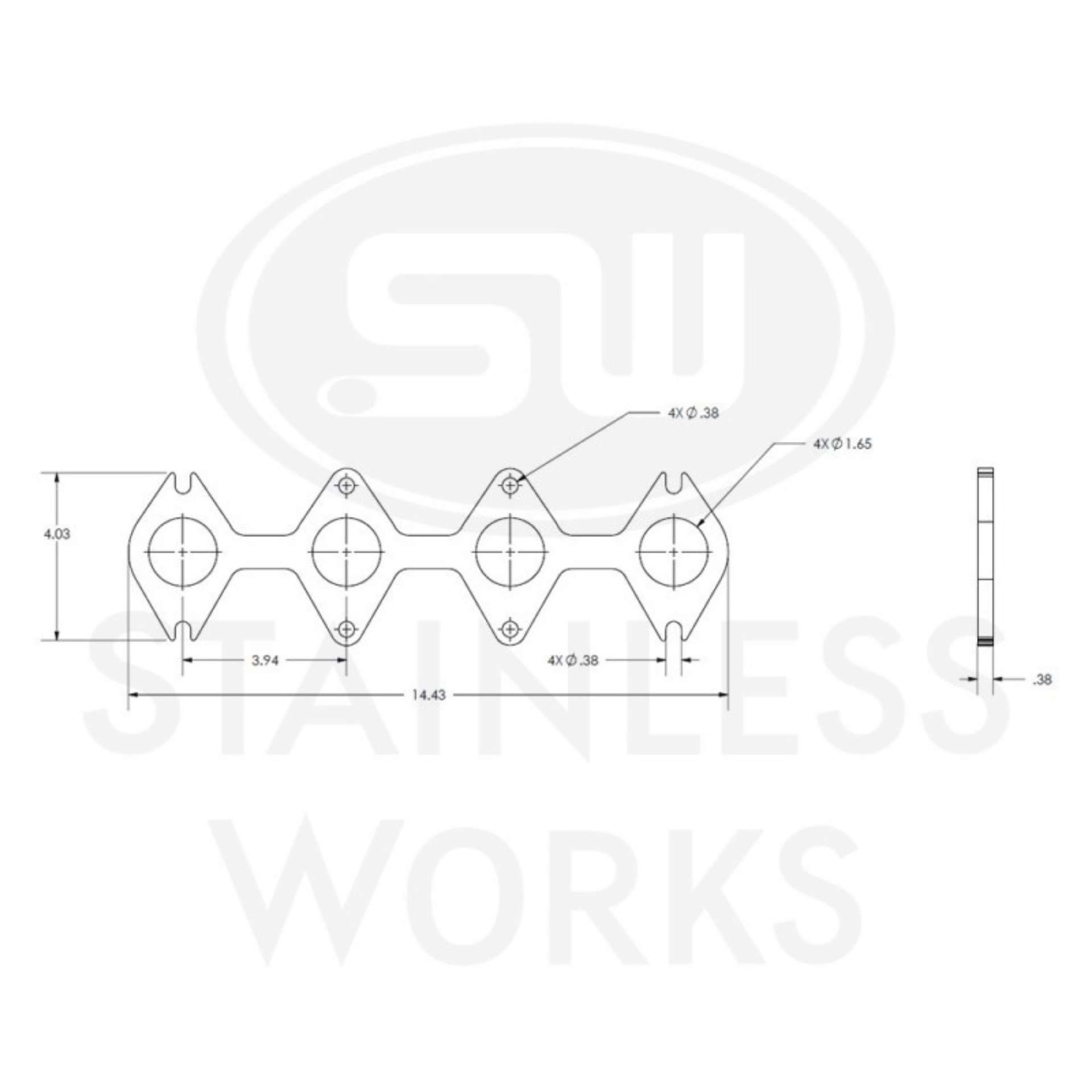 Picture of Stainless Works Small Block Ford 4-6L 3V Round Port Header 304SS Exhaust Flanges 1-5-8in Primaries