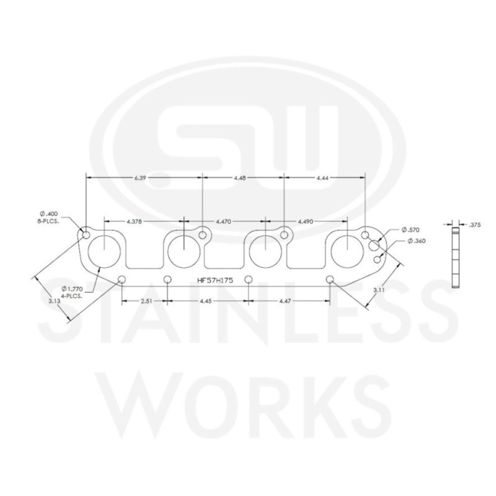 Picture of Stainless Works Hemi 5-7L Round Port Header 304SS Exhaust Flanges 1-3-4in Primaries