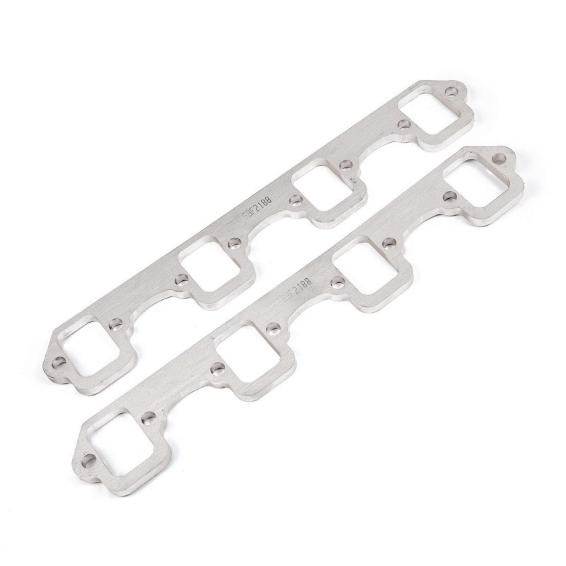 Picture of Stainless Works SBF Rectangular Shaped Port Header 304SS Exhaust Flanges 1-7-8in Primaries 2in BP