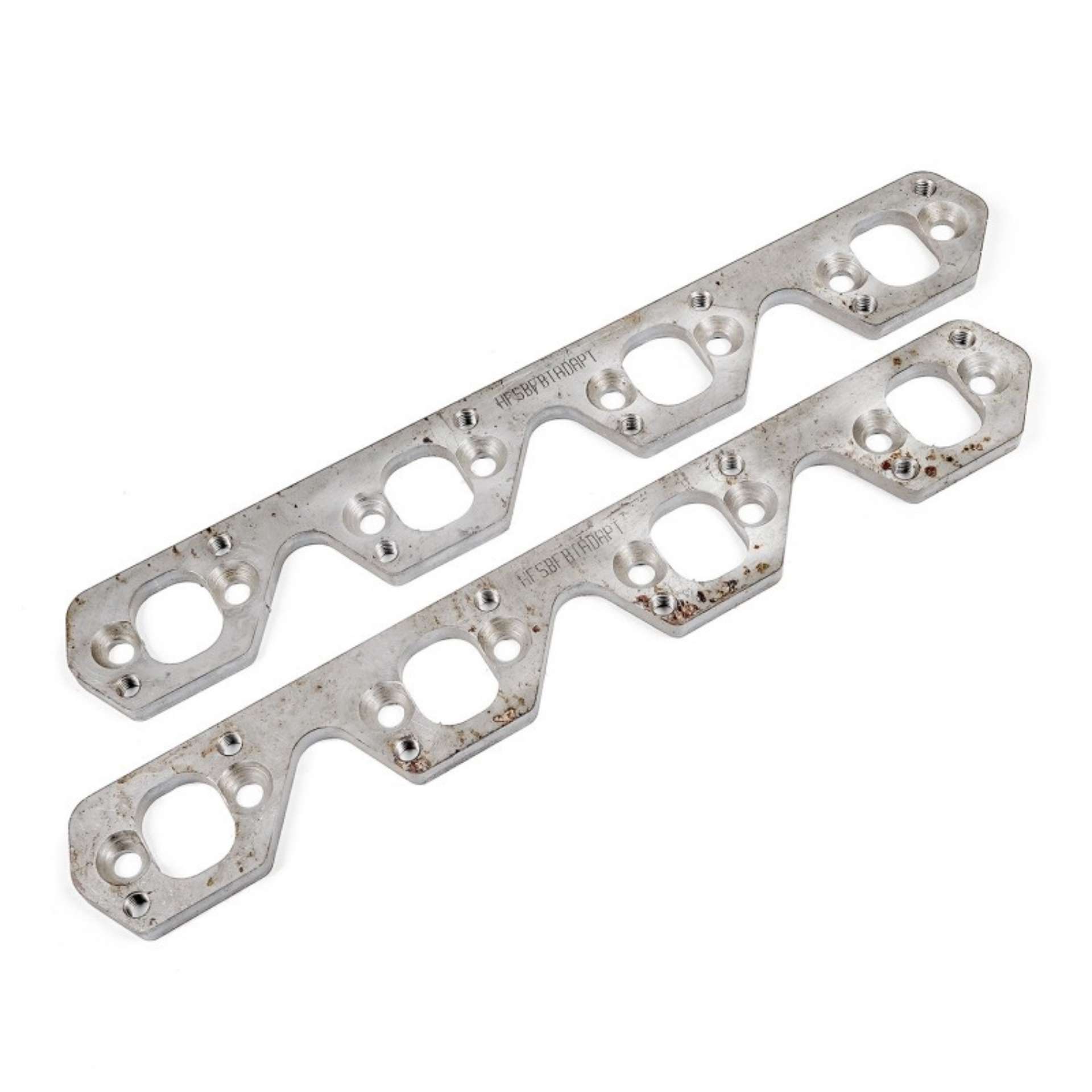 Picture of Stainless Works SBF Wide Rectangular Port Header Adapter 304SS Exhaust Flanges 1-7-8in-2in Primaries