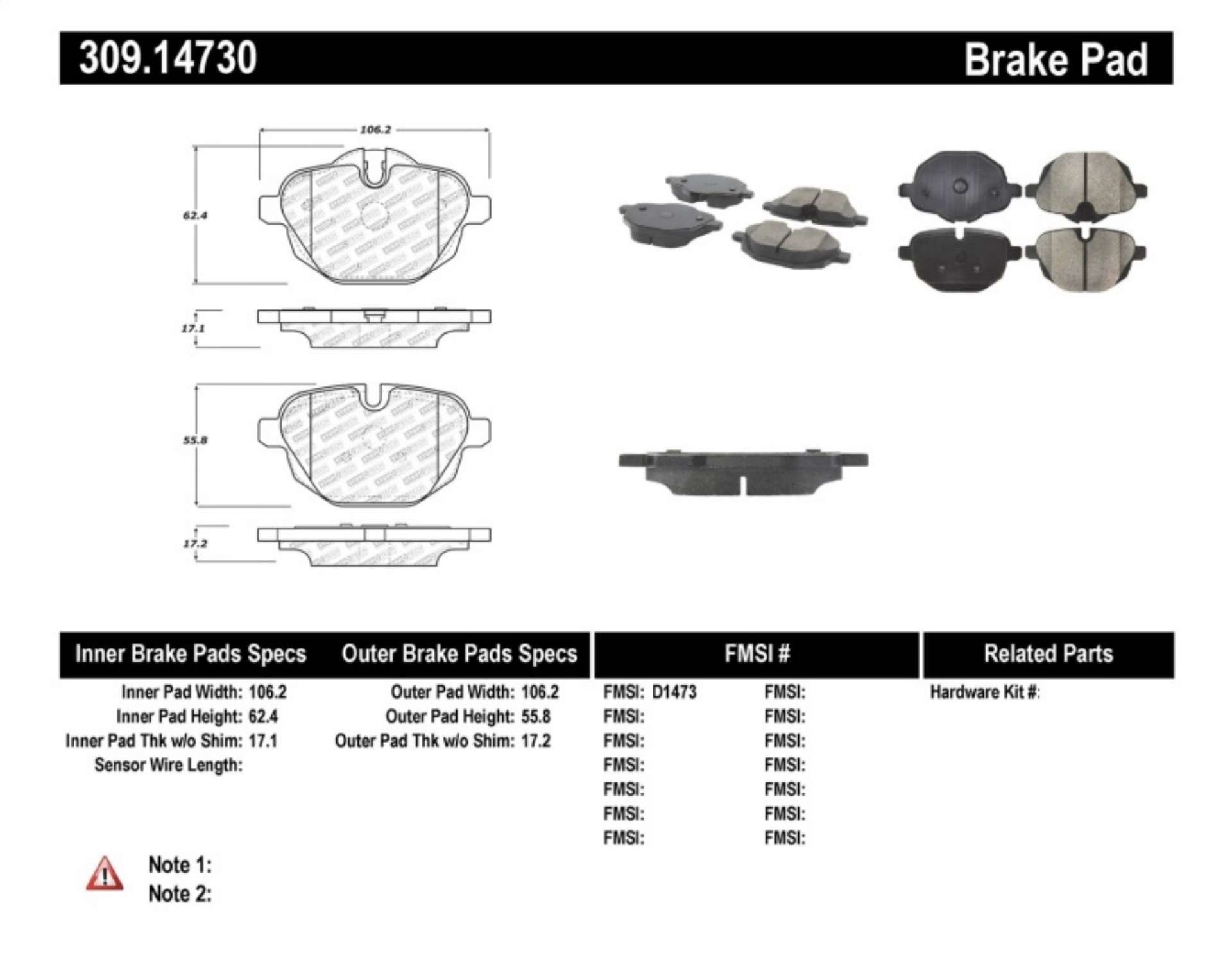 Picture of StopTech 11-17 BMW 5-Series - X3 Sport Performance Rear Brake Pads