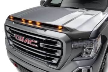 Picture of AVS 19-22 GMC Sierra 1500 Aeroskin Low Profile Hood Shield w- Lights - Black