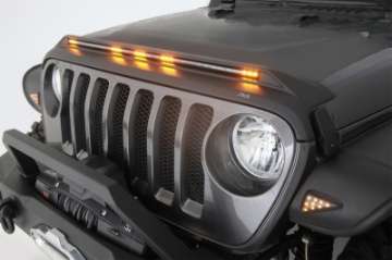 Picture of AVS 2007-2018 Jeep Wrangler JK Aeroskin Low Profile Hood Shield w- Lights - Black