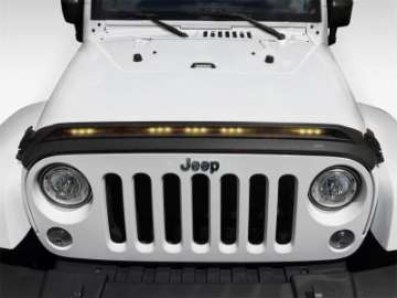 Picture of AVS 2007-2018 Jeep Wrangler JK Aeroskin Low Profile Hood Shield w- Lights - Black